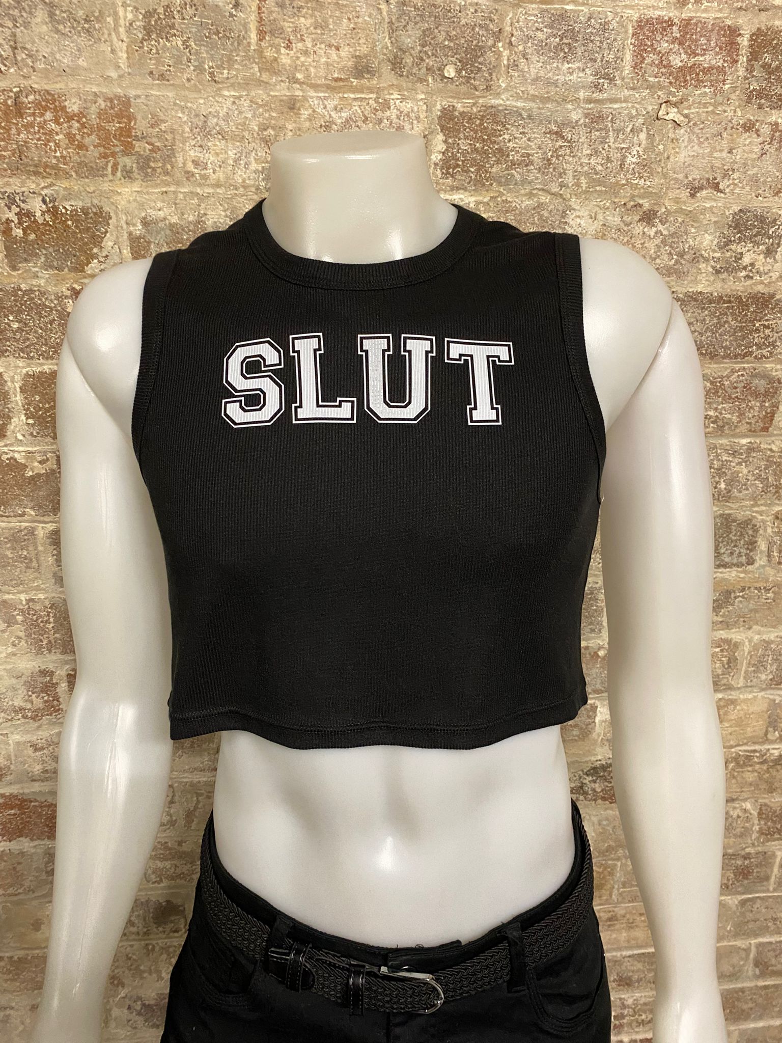 Daly Male Sleeveless Crop Top "SLUT"