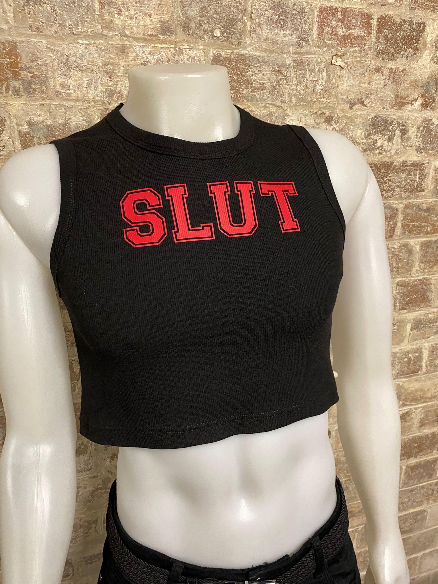 Daly Male Sleeveless Crop Top "SLUT"