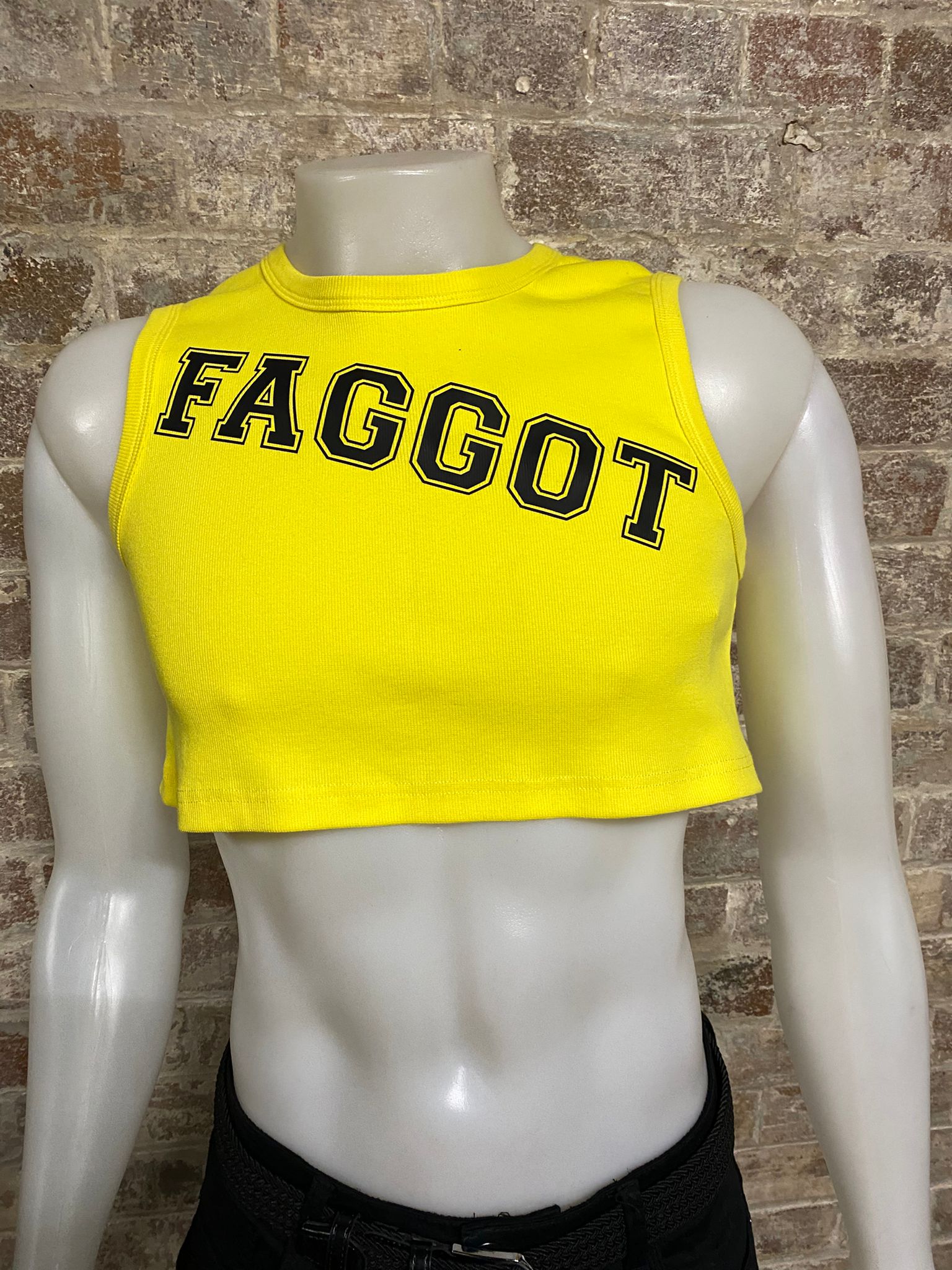 Daly Male Sleeveless Crop Top "FAGGOT"