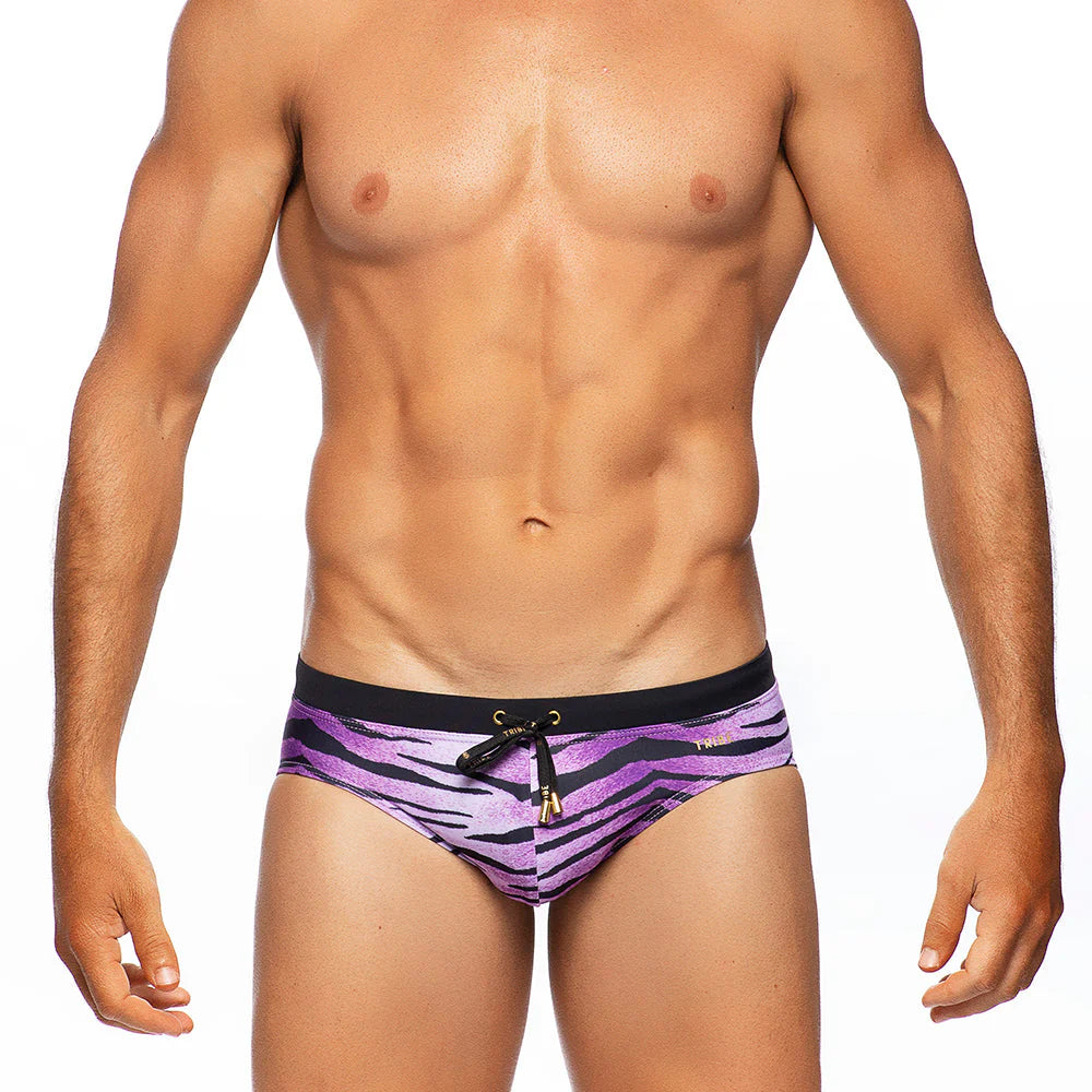 Tribe Tiger Lo Rise Swim Brief Purple