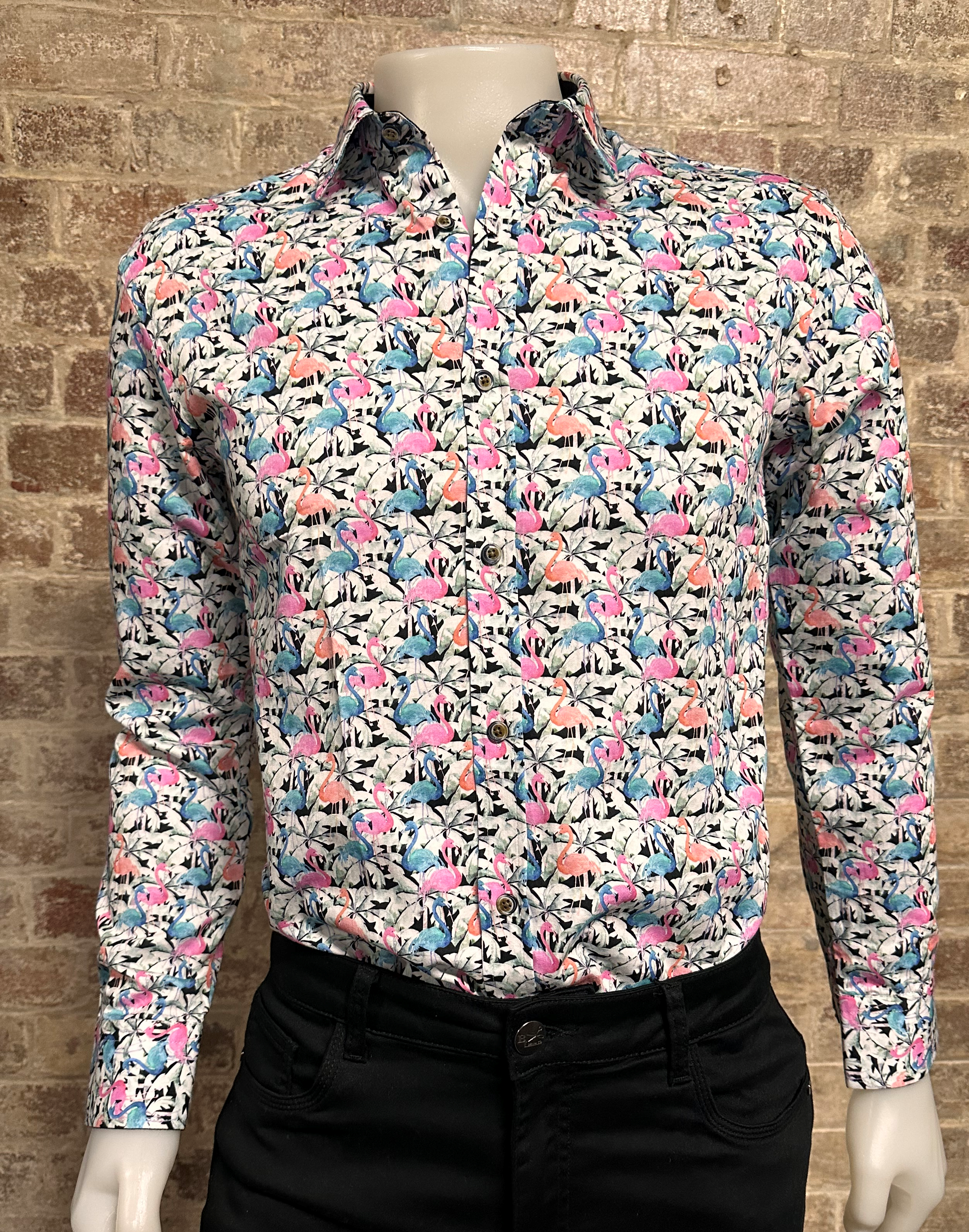 AK Demire Long Sleeve Shirt Flamingo Print