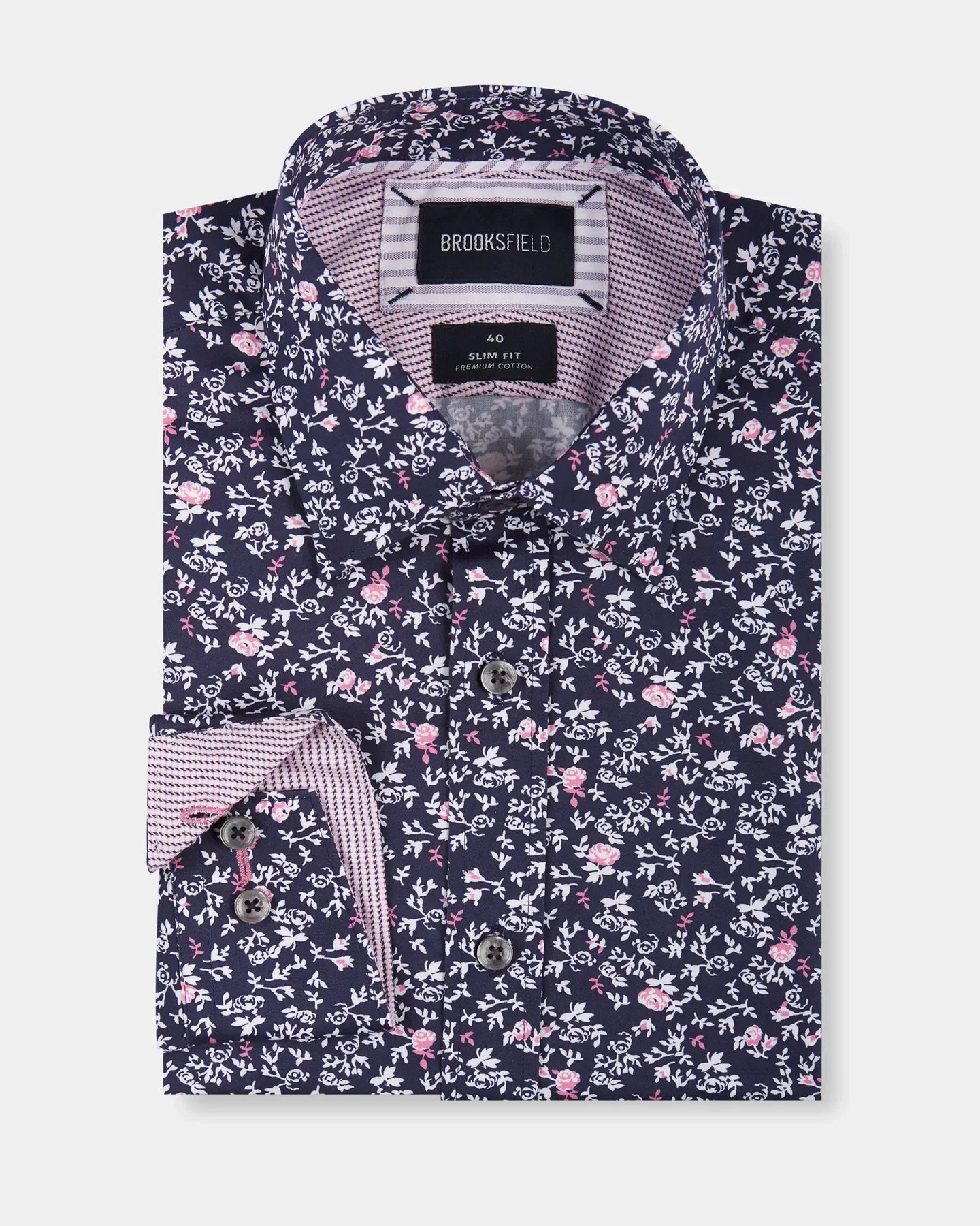 Brooksfield Long Sleeve Slim Fit Dress Shirt