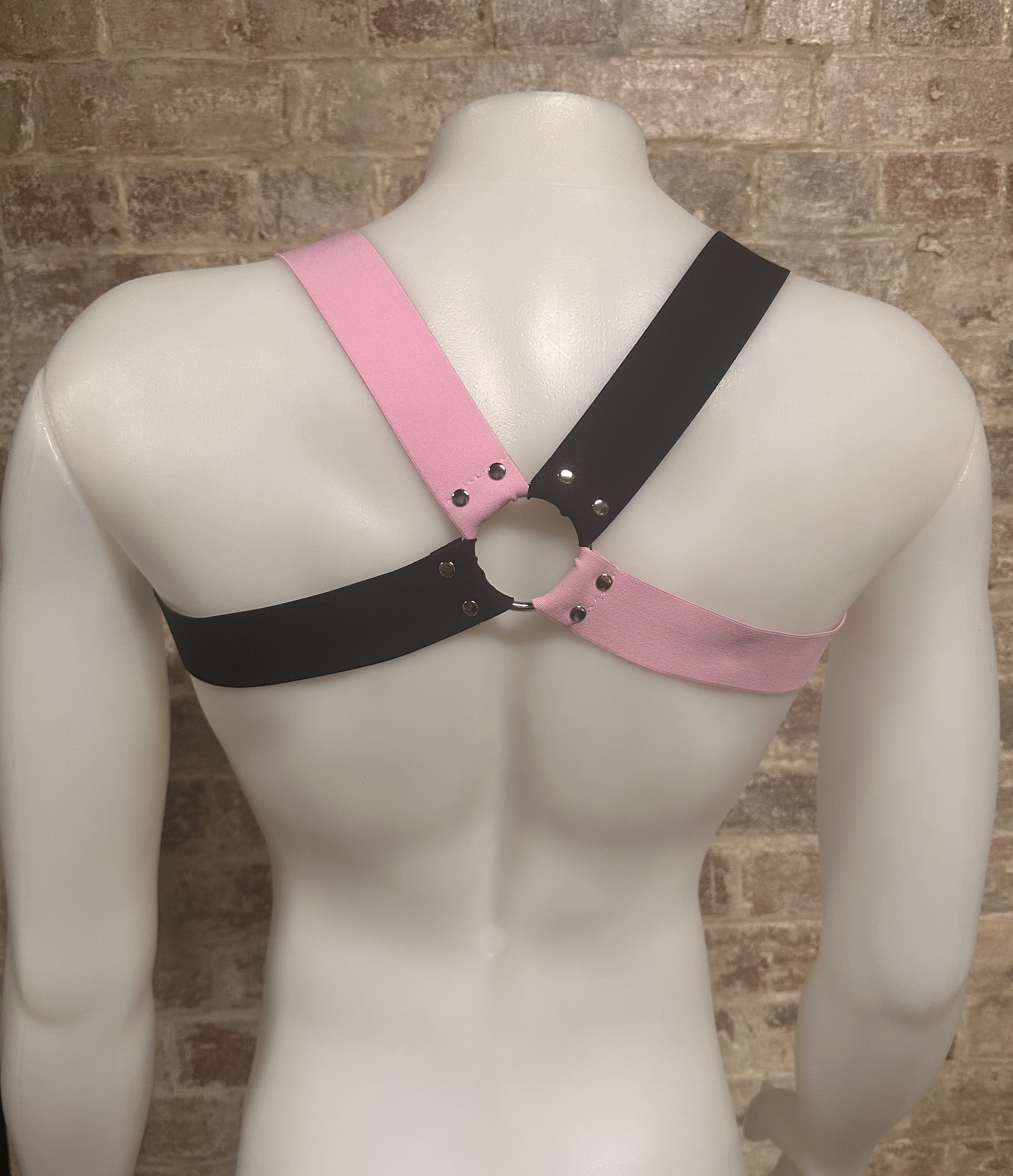 Daly Male Body Harness Black-Baby Pink