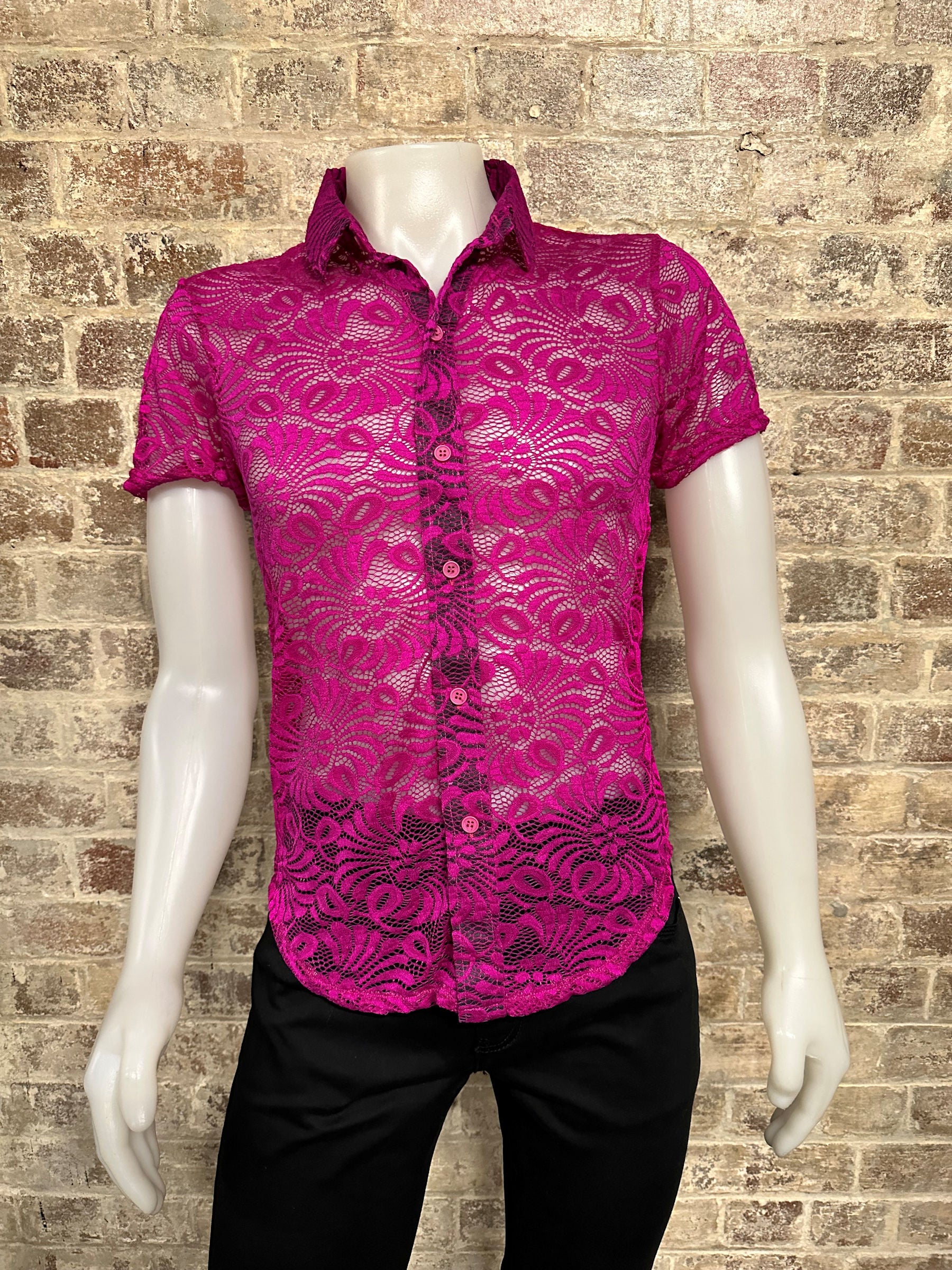 Daly Male Short Sleeve Lace Muscle Shirt