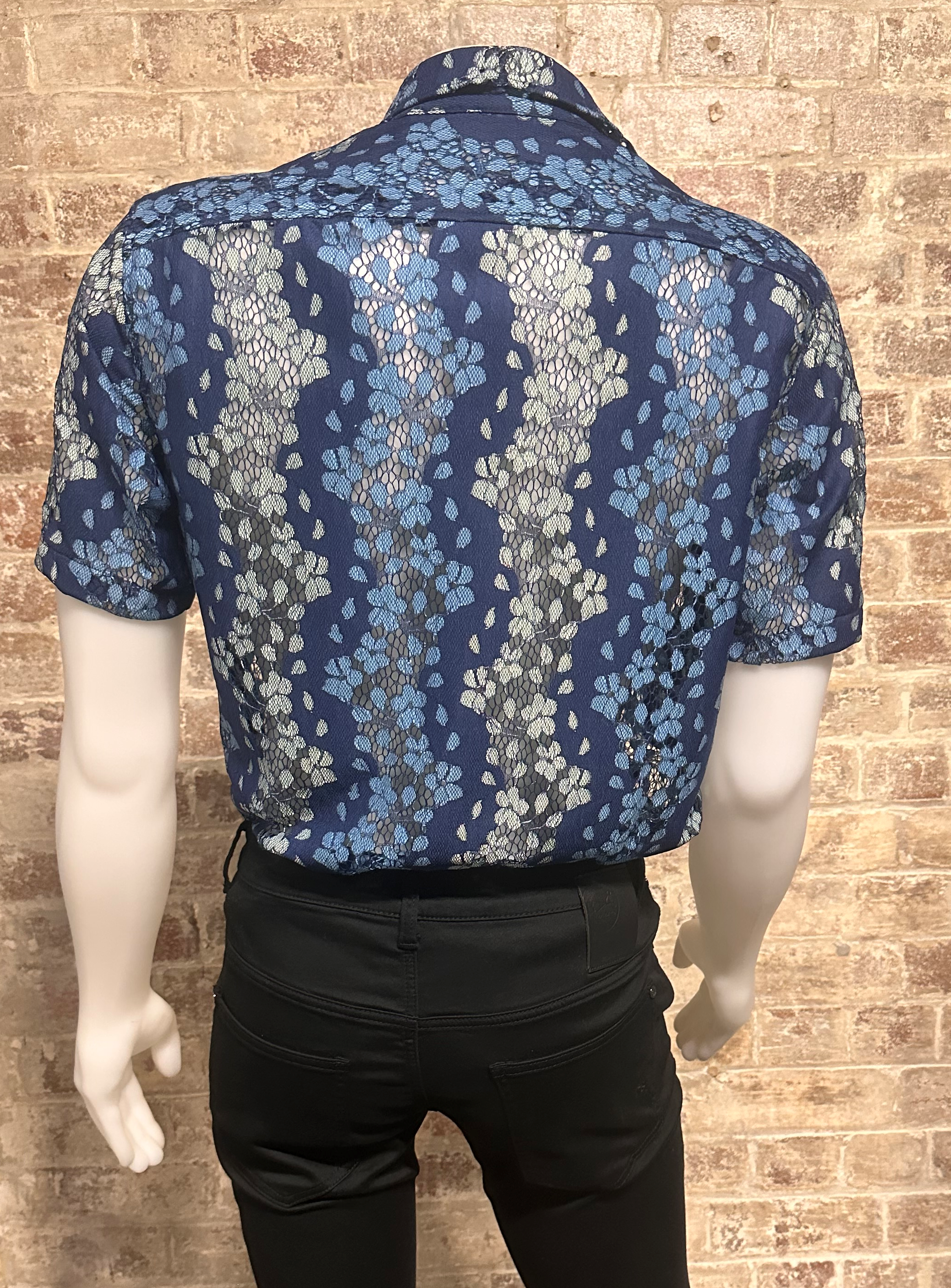 Nontouch Short Sleeve Lace Shirt Navy
