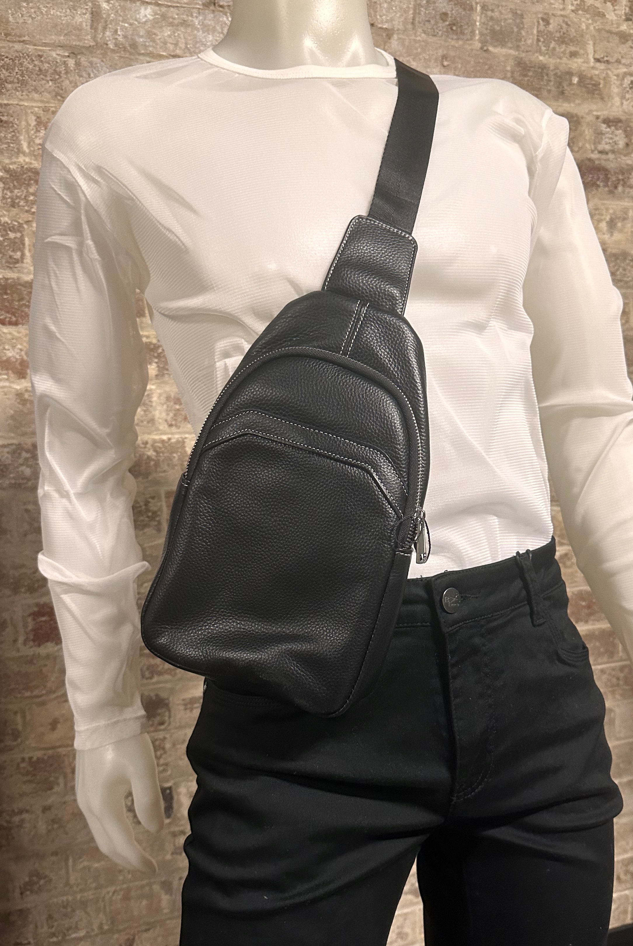 Leather Cross Body Bag 3 Compartment