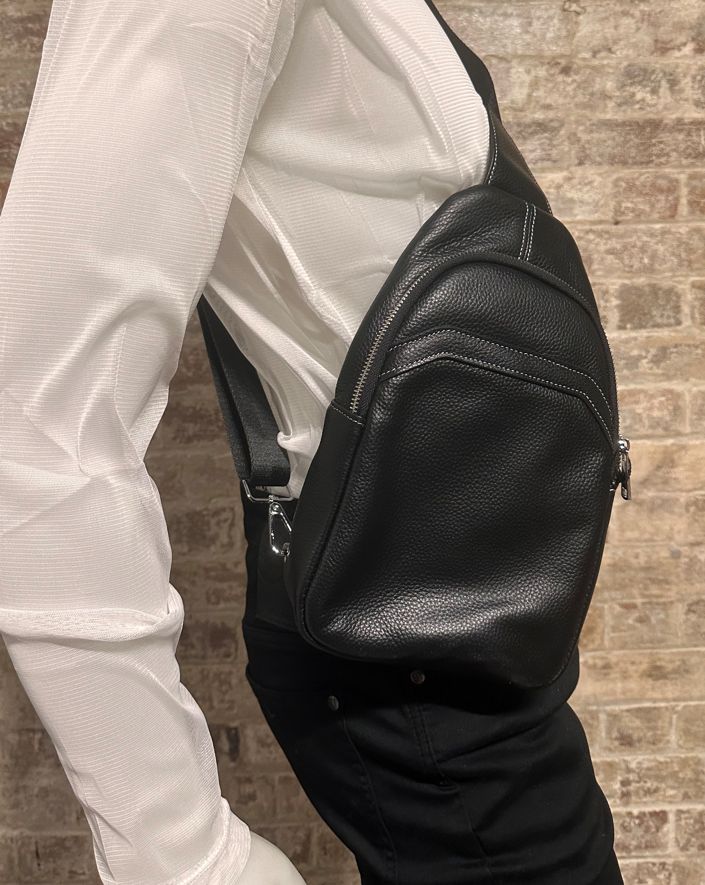 Leather Cross Body Bag 3 Compartment