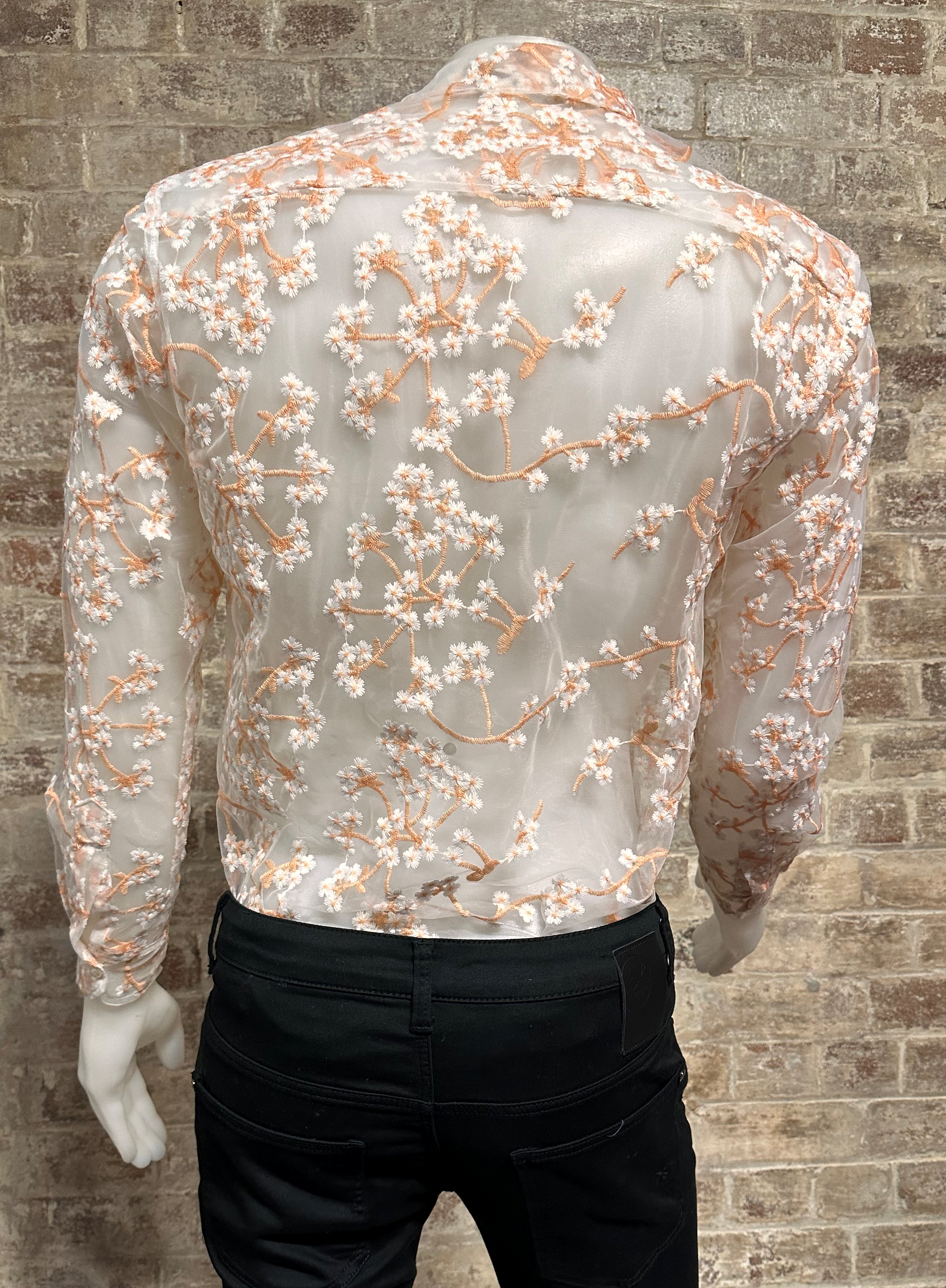 Christopher Daniels Long Sleeve Floral Lace Shirt