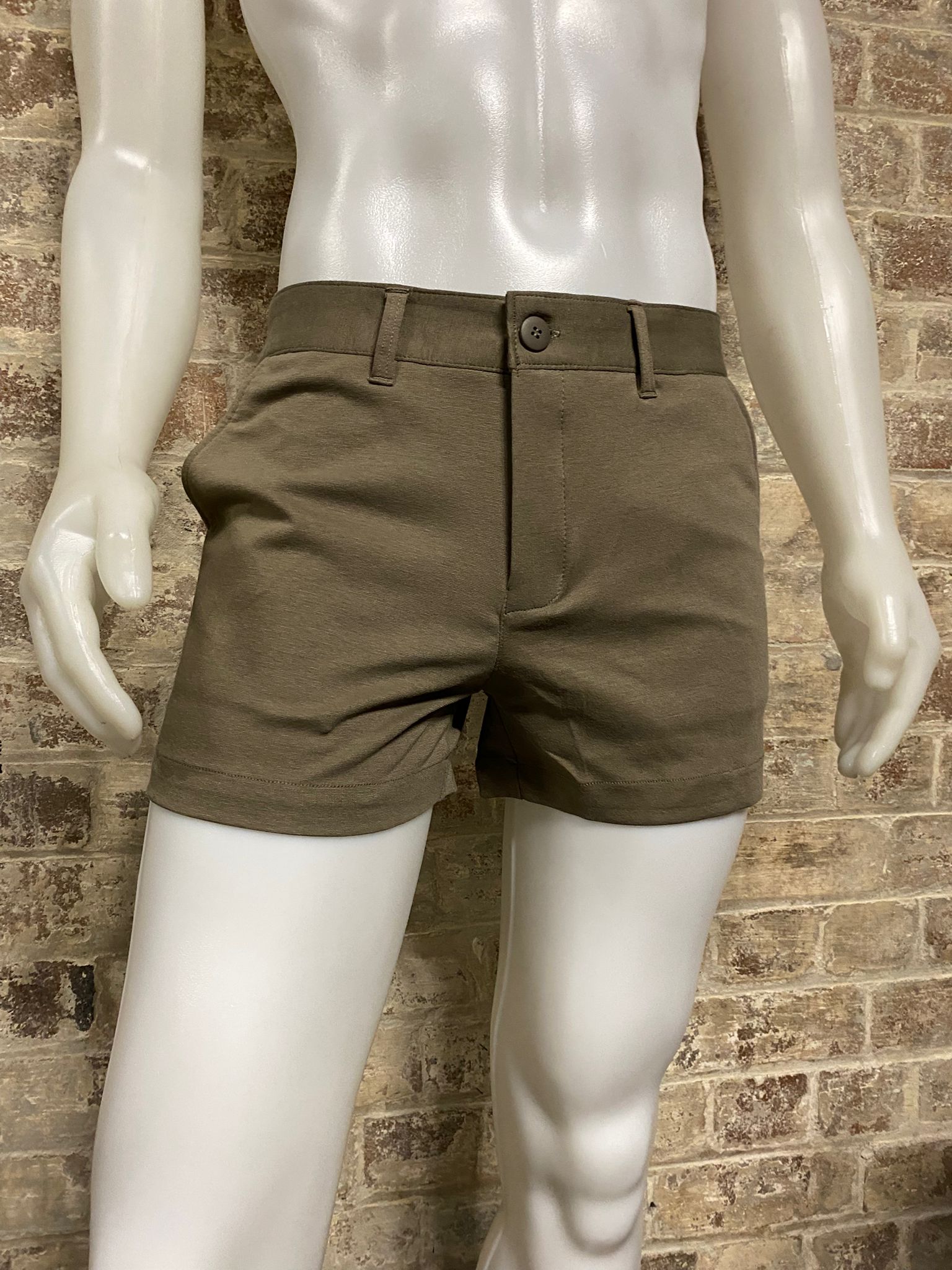 Christopher Daniels Slim Fit Stretch Shorts Taupe
