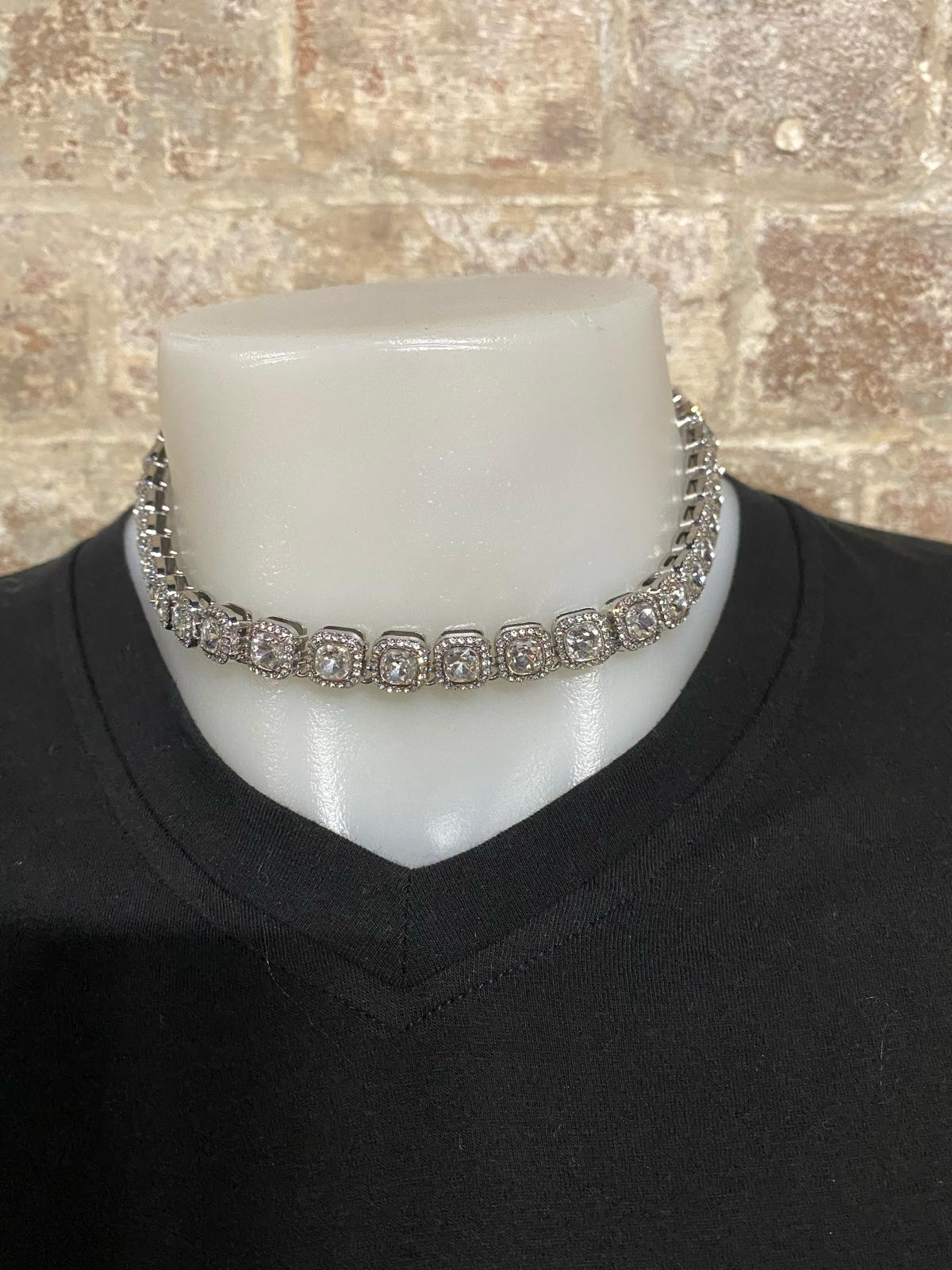 Daly Male Small Square Rhinestone Necklace
