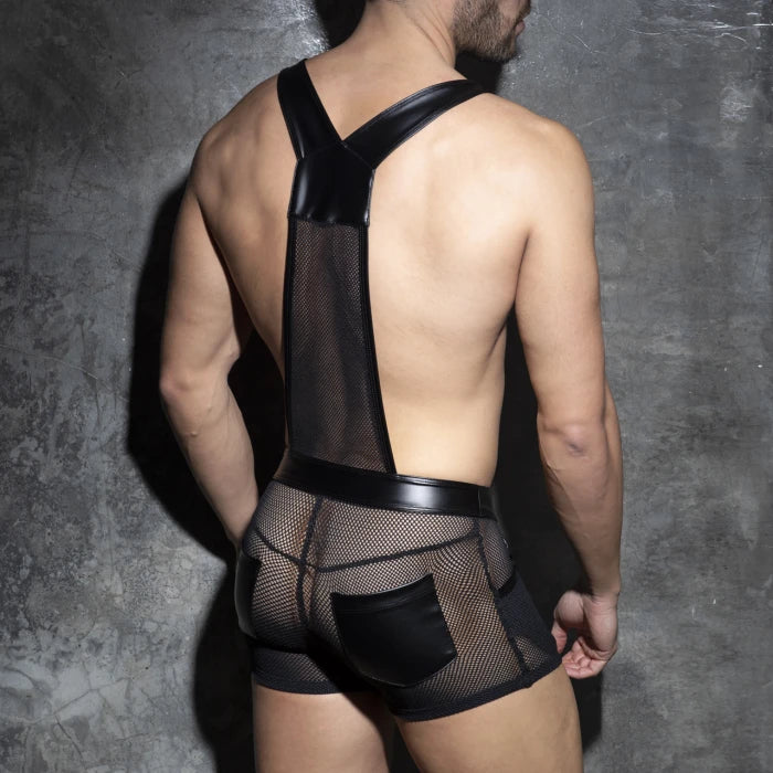 Addicted Fetish Mesh-Rub Overalls