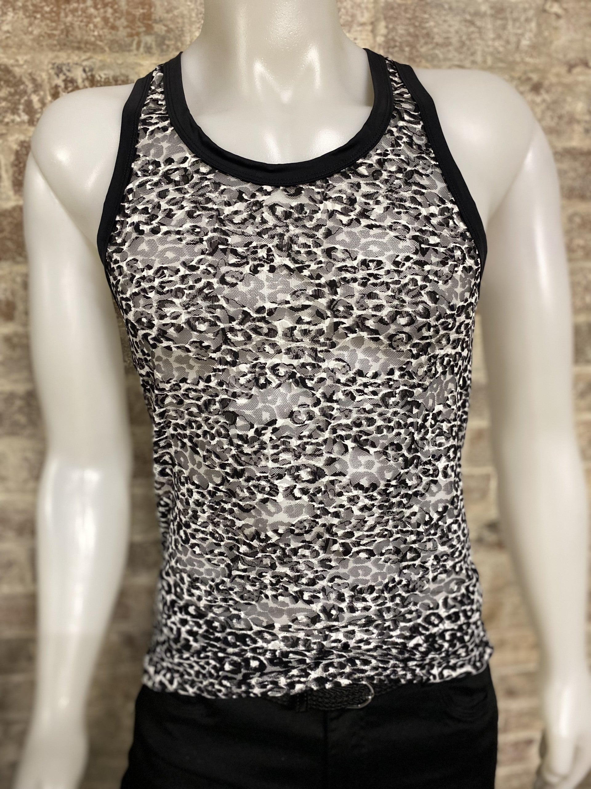 Daly Male Cheetah Print Razor Back Tank Tank Top