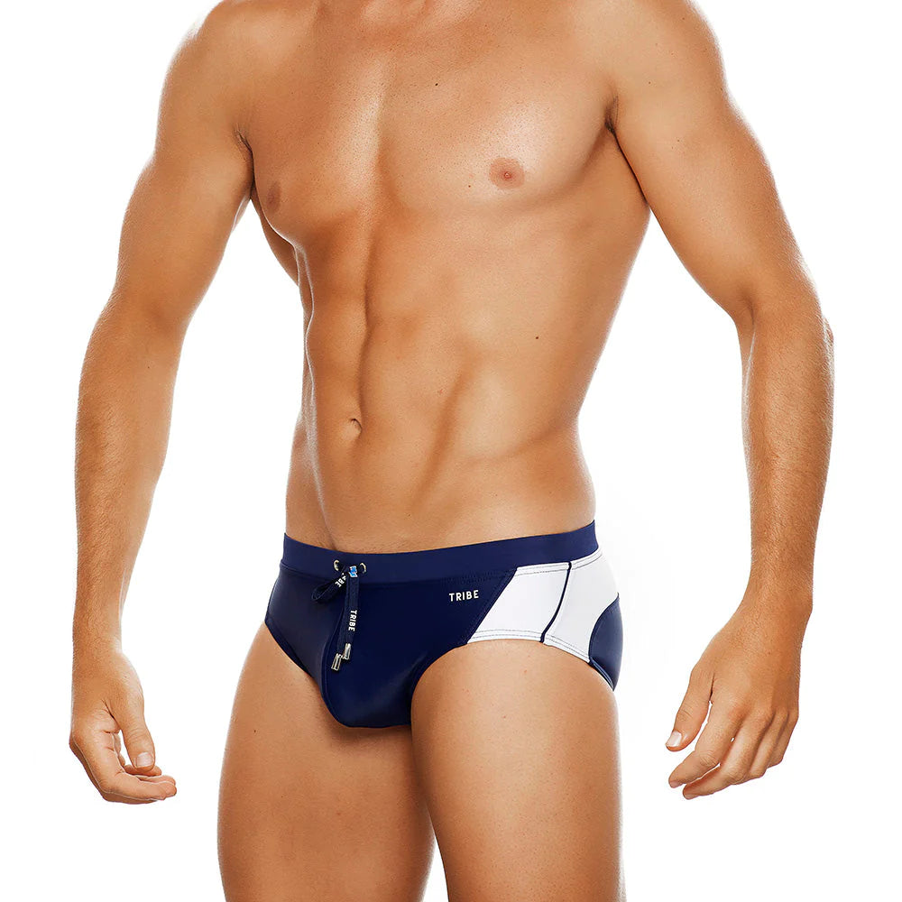 TRIBE BARBADOS GRENADA LO RISE SWIM BRIEF NAVY-WHITE