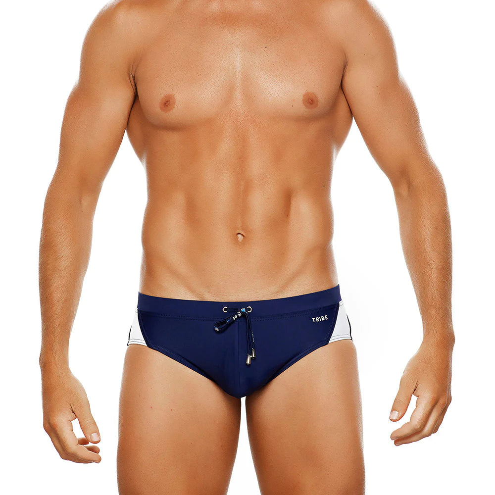 TRIBE BARBADOS GRENADA LO RISE SWIM BRIEF NAVY-WHITE