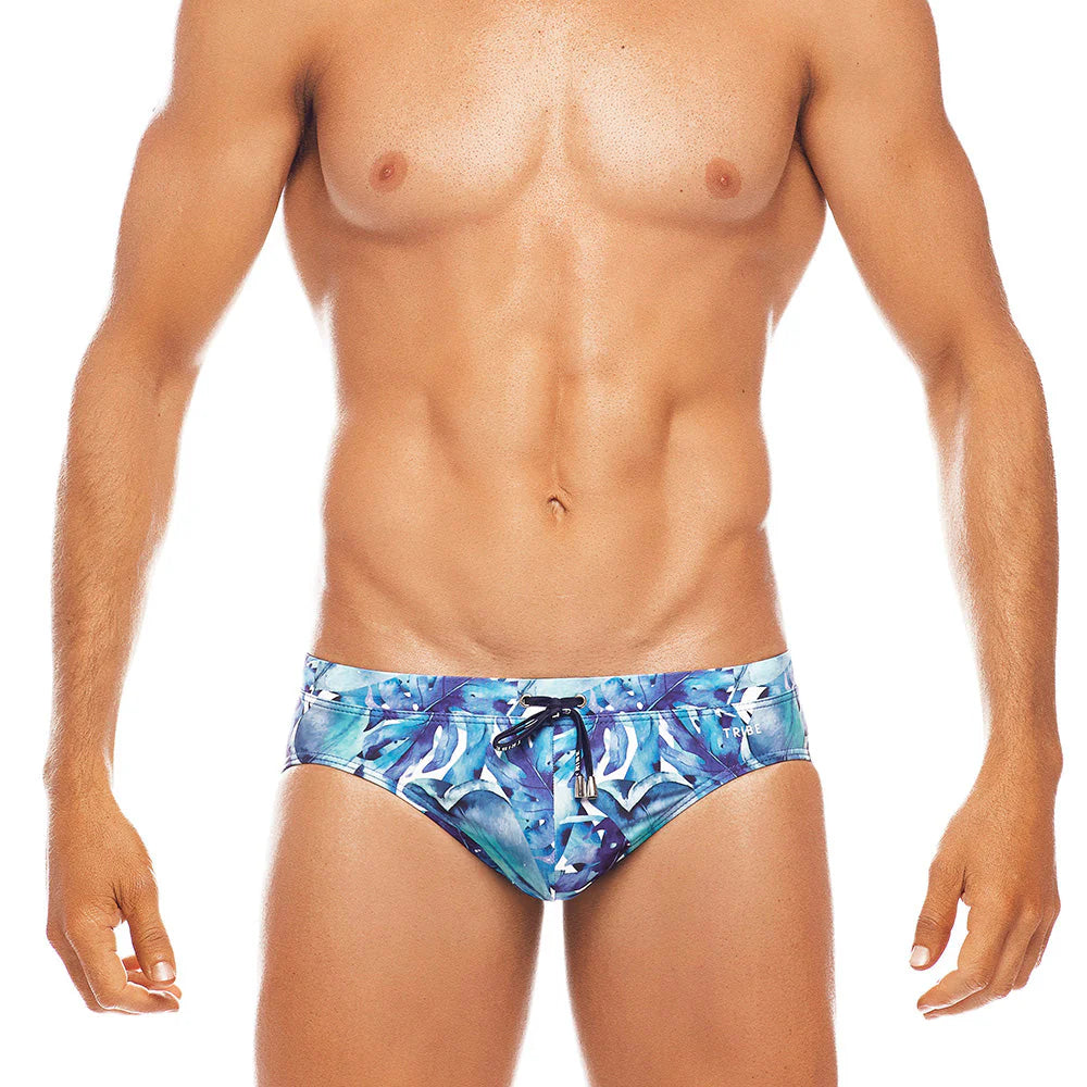 TRIBE AMAZON LO RISE SWIM BRIEF BLUE