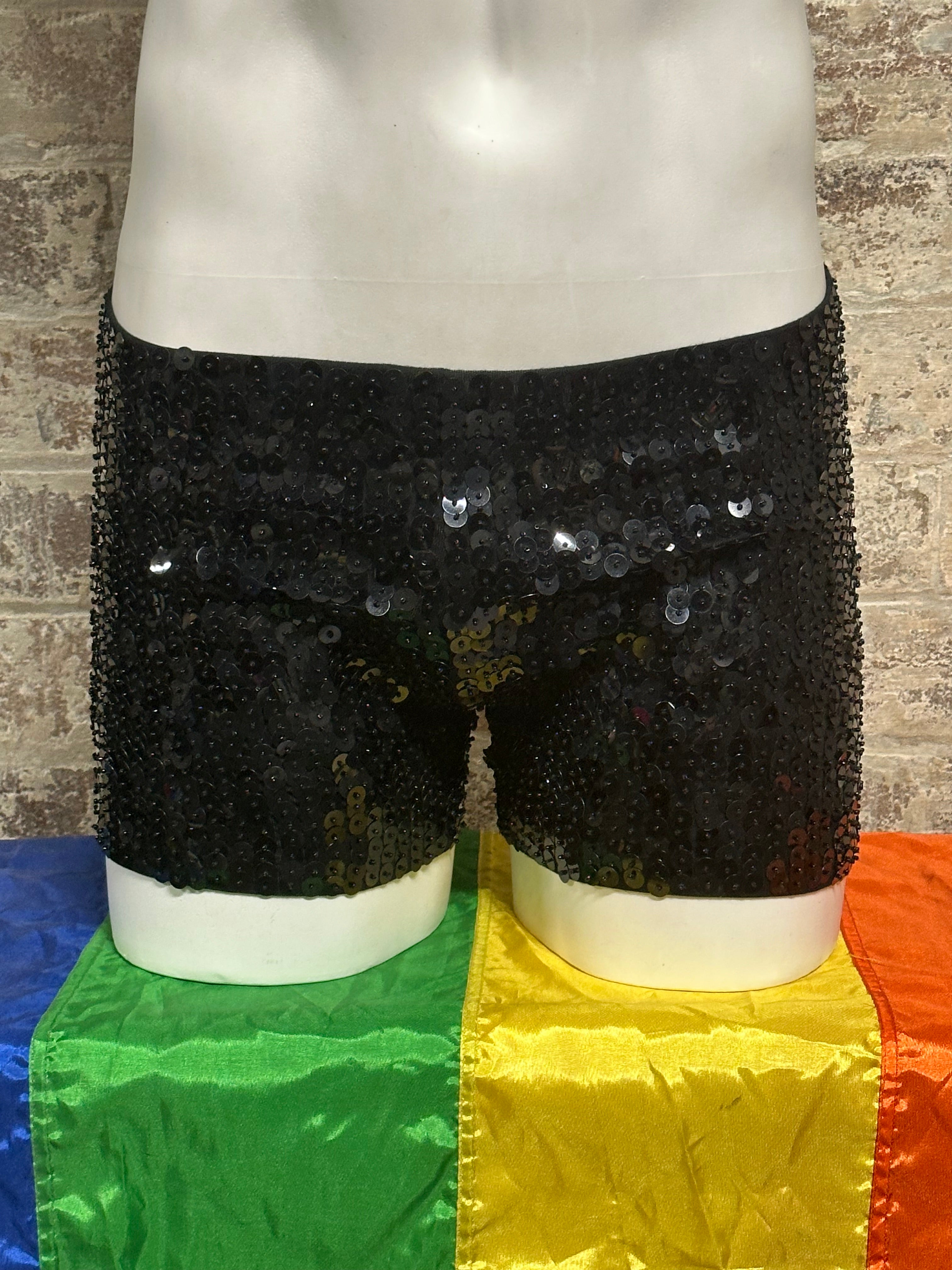 CHRISTOPHER DANIELS STRETCH SEQUIN SHORTS