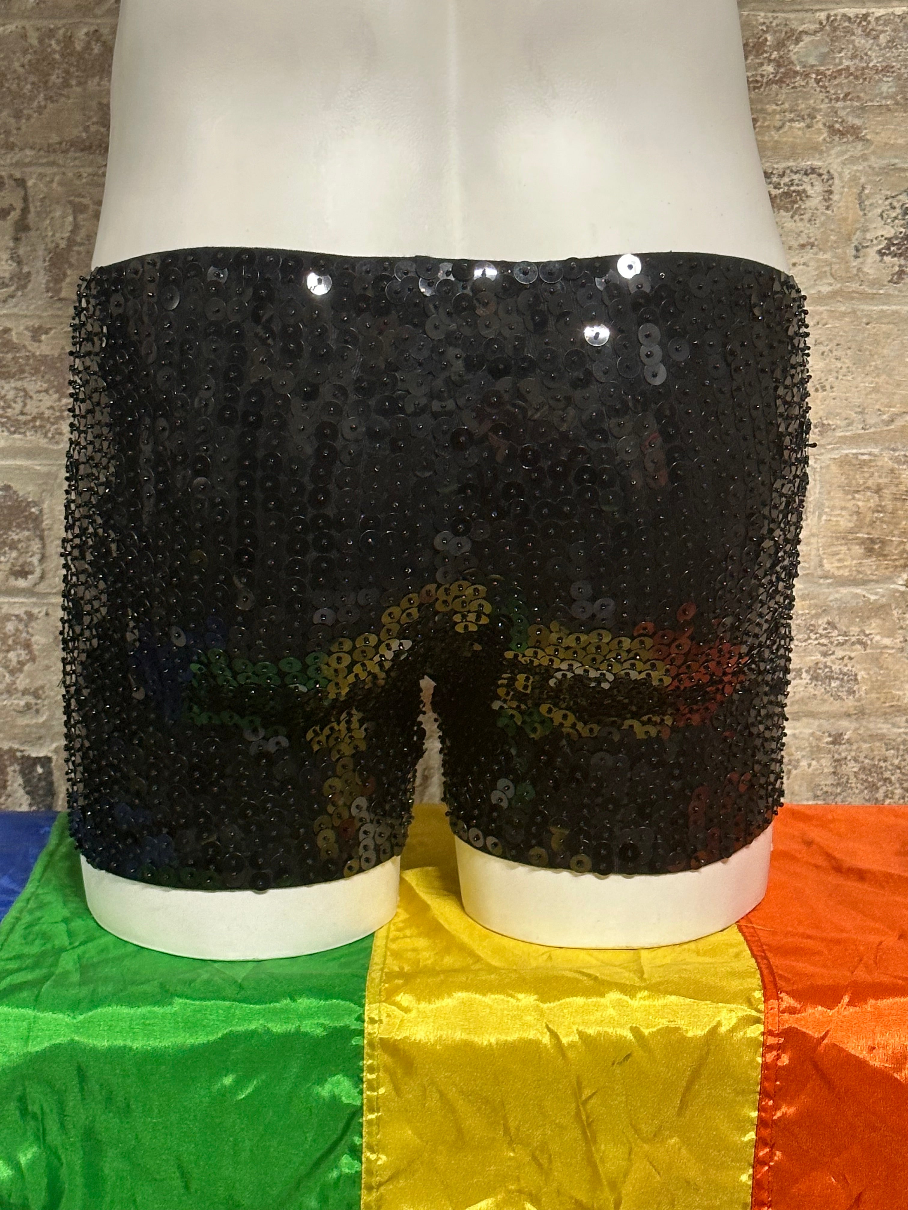 CHRISTOPHER DANIELS STRETCH SEQUIN SHORTS