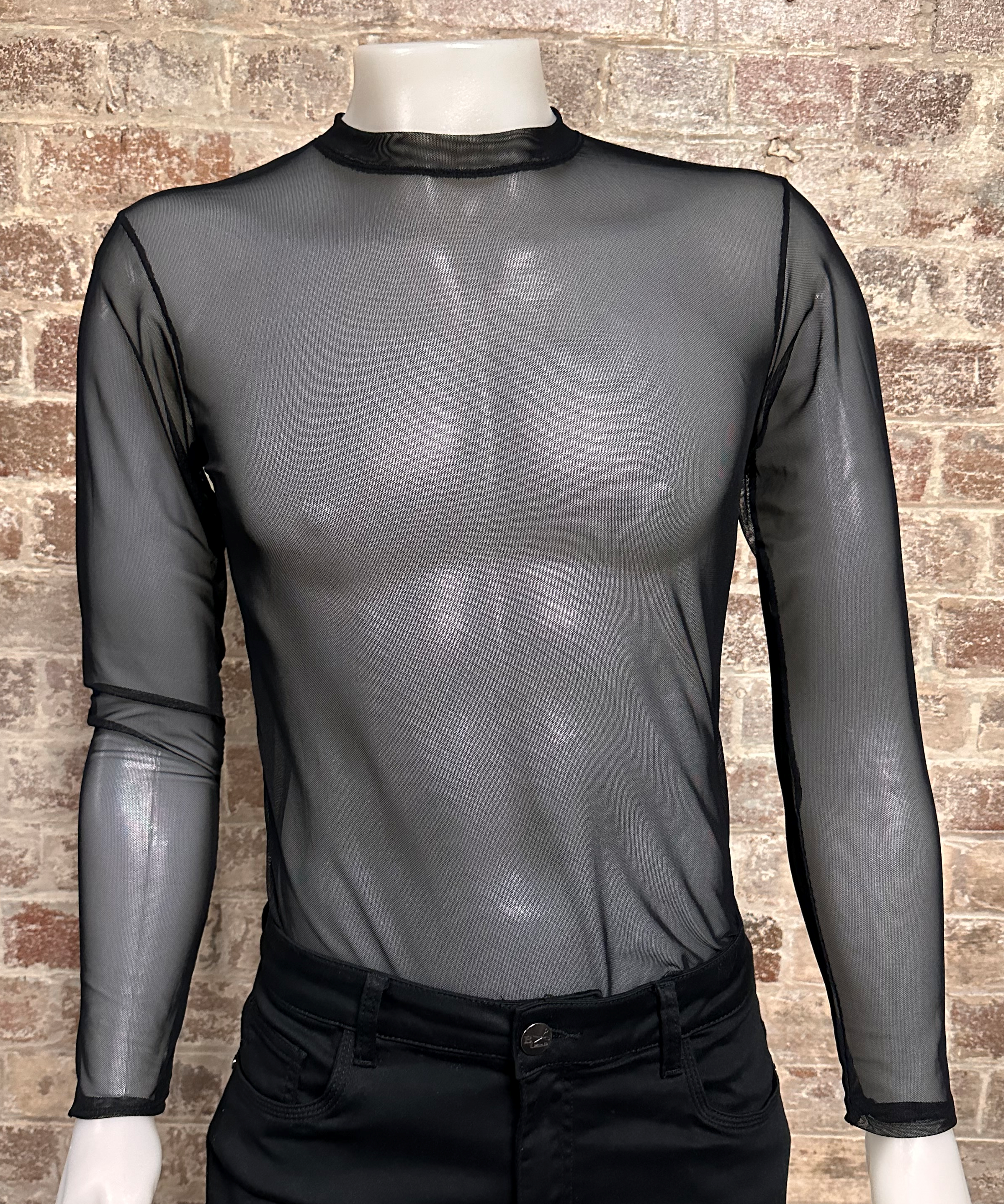 Daly Male Long Sleeve Sheer Stretch Mesh Top