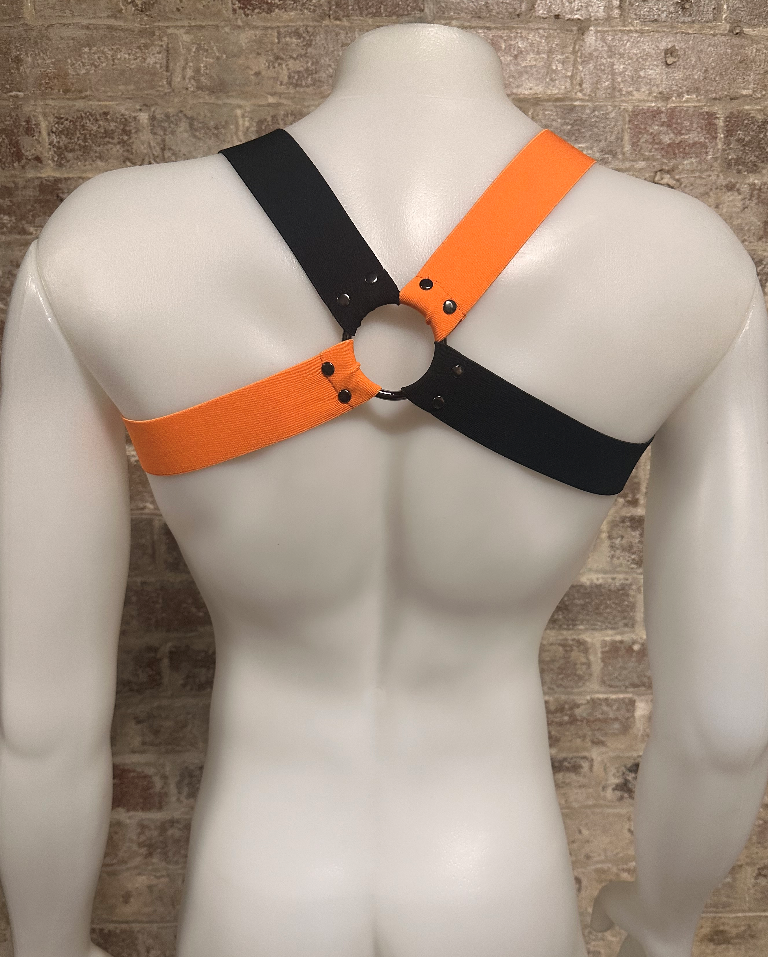 Daly Male Body Harness Black-Burnt Orange