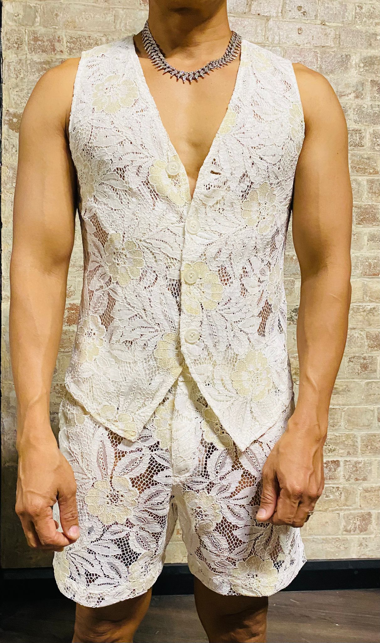 Daly Male Sleeveless Lace Vest