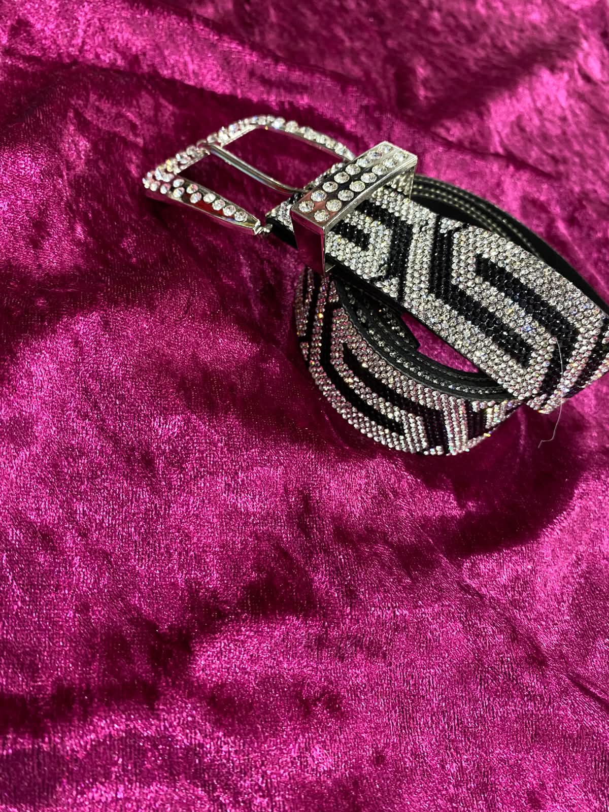 rolled rhinestone belt with rhinestone buckle