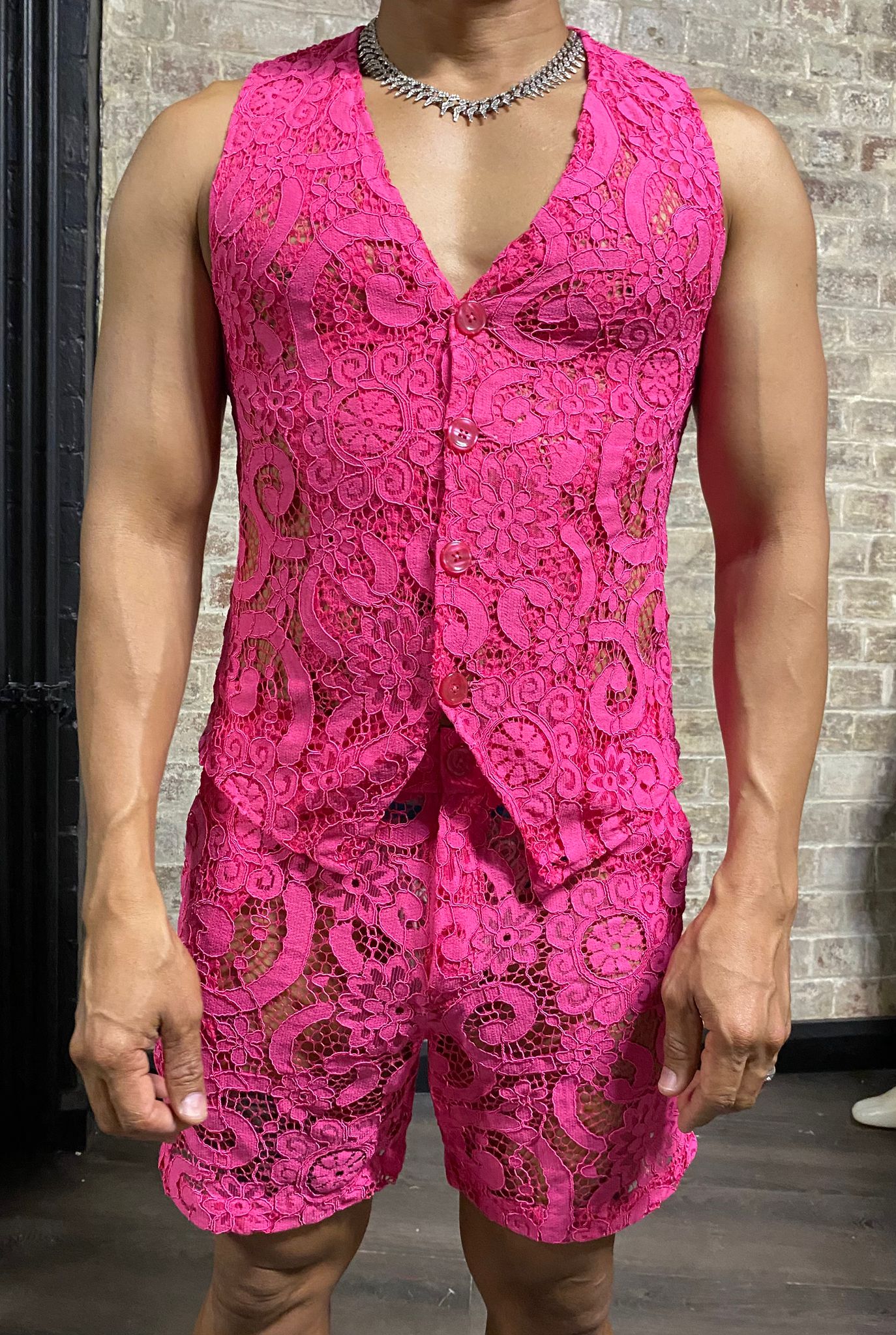 Daly Male Sleeveless Lace Vest