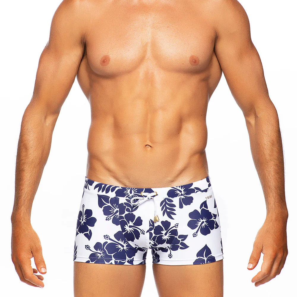 TRIBE HULA SWIM TRUNK WHITE-NAVY