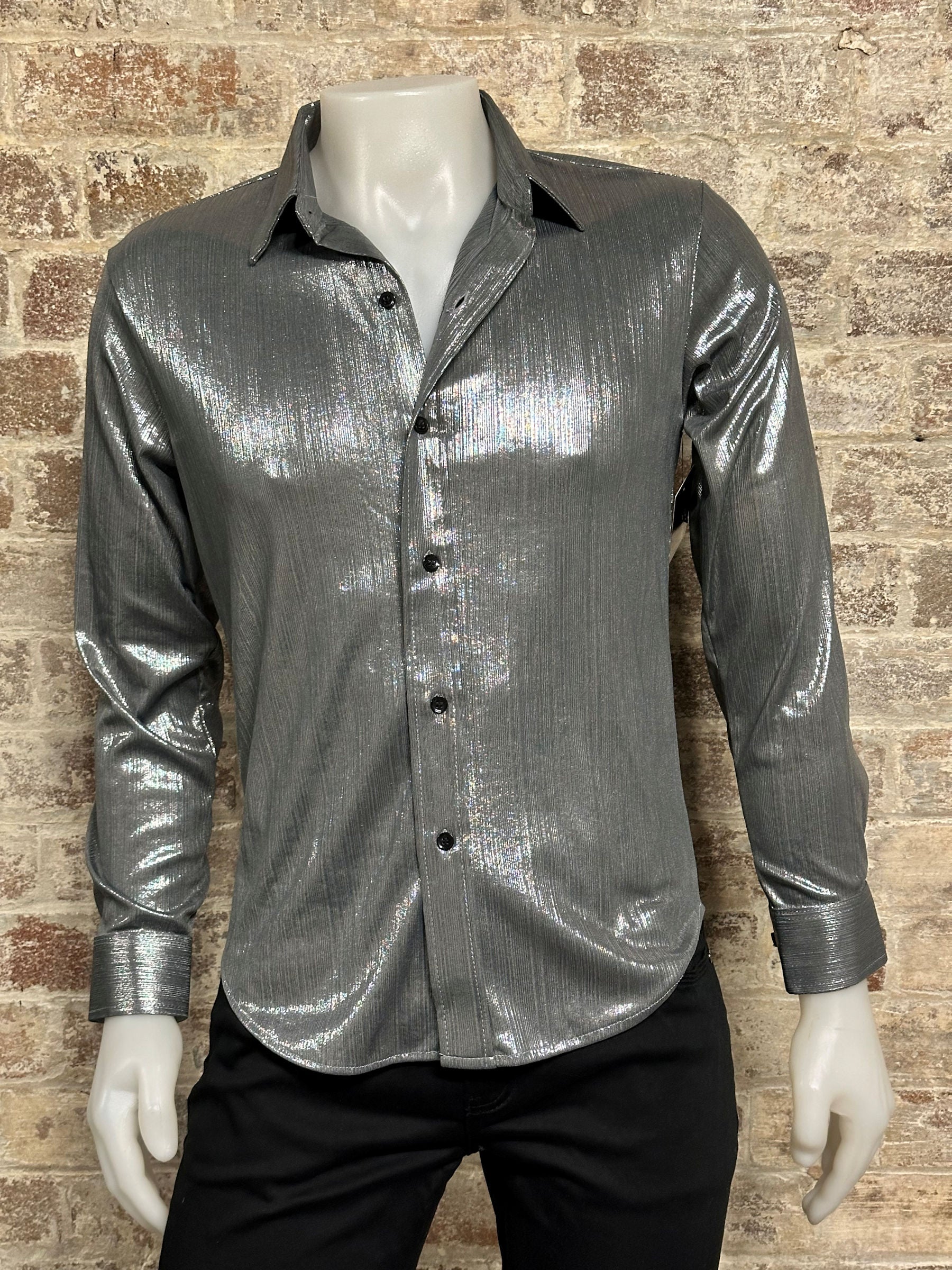 DALY MALE LONG SLEEVE METALLIC SPANDEX SHIRT