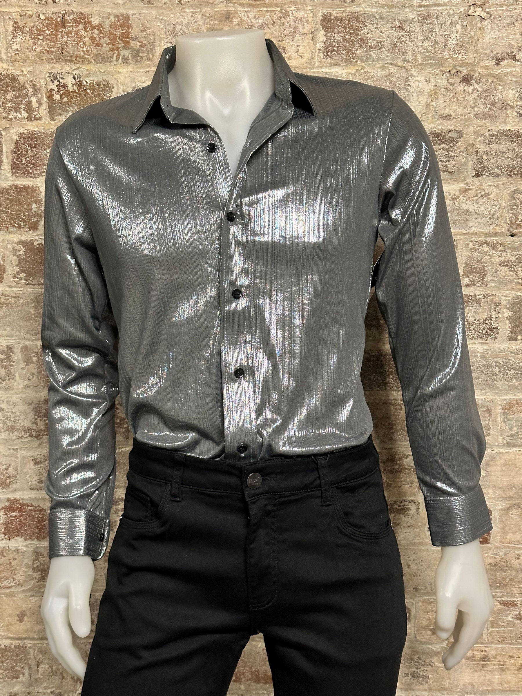 DALY MALE LONG SLEEVE METALLIC SPANDEX SHIRT