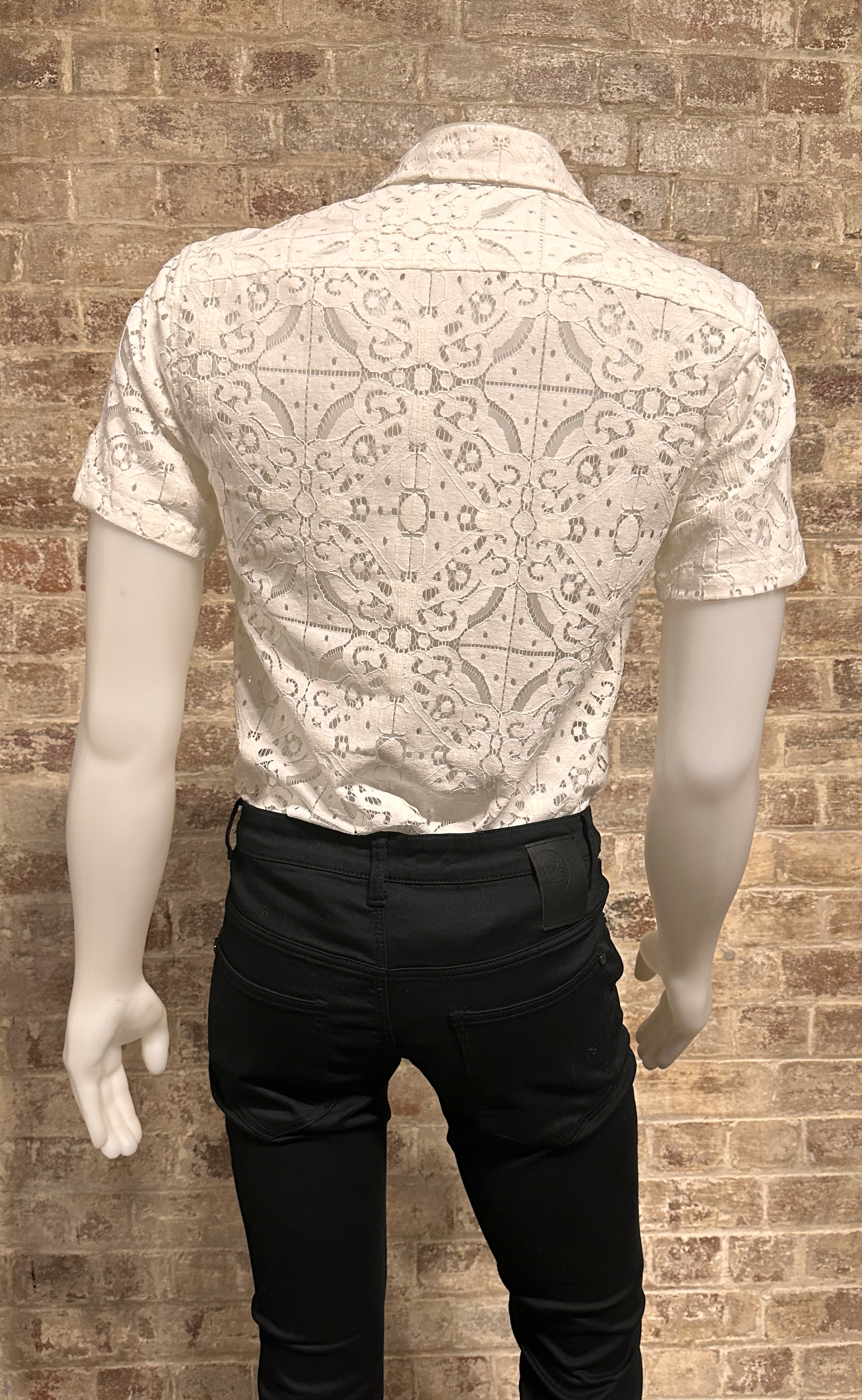 NONTOUCH SHORT SLEEVE LACE SHIRT CREAM