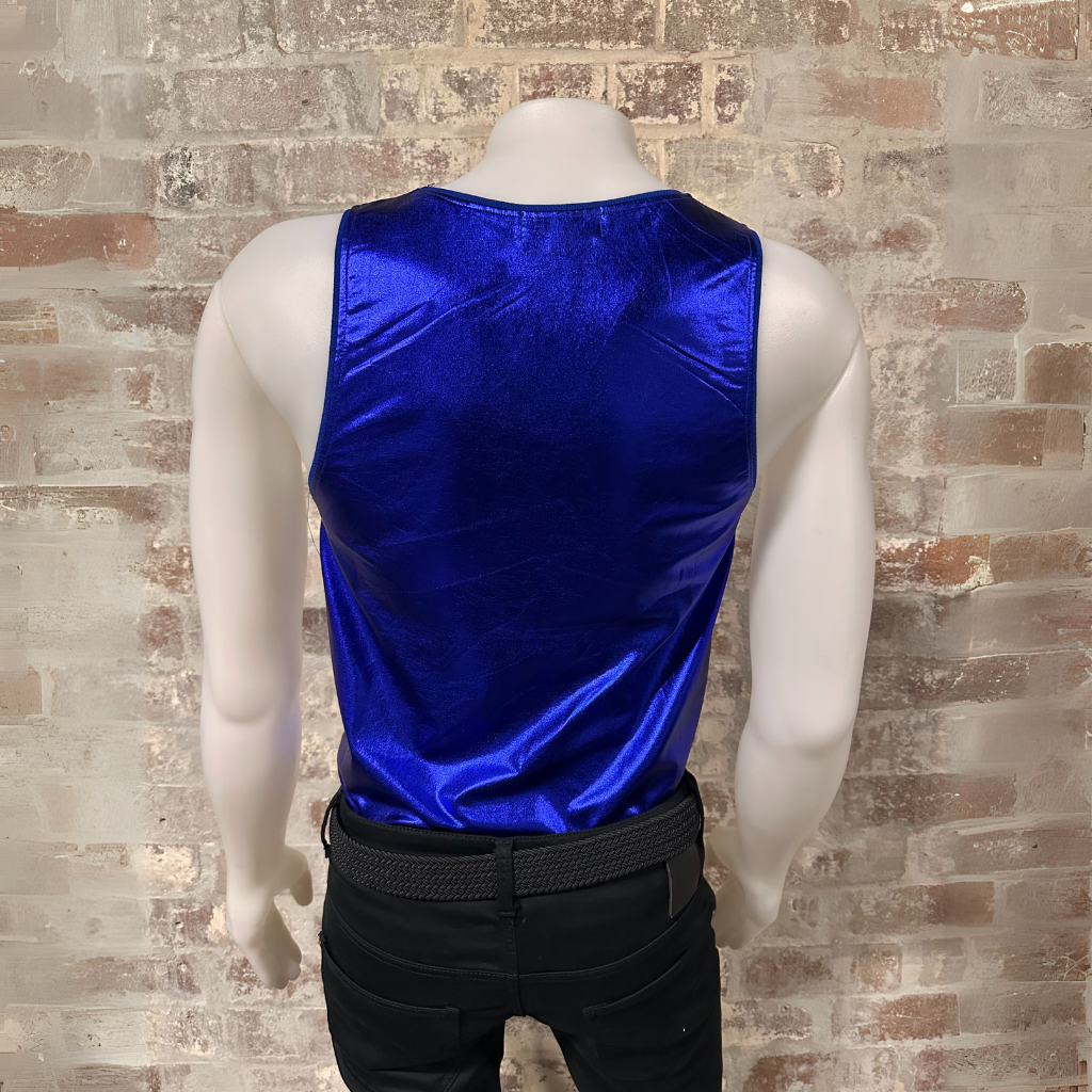 Daly Male Metallic Tank Top Blue