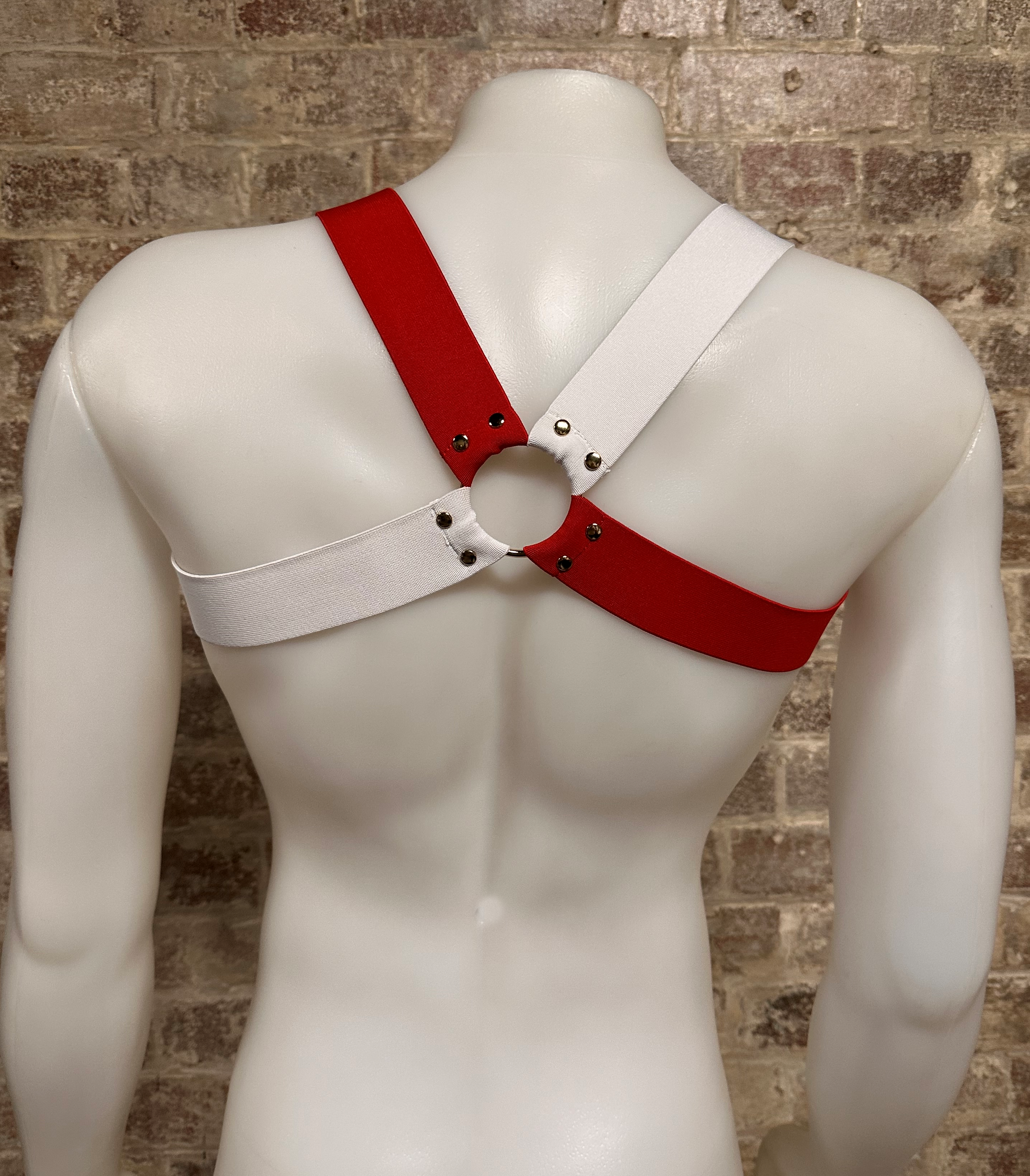 Daly Male Body Harness Red-White