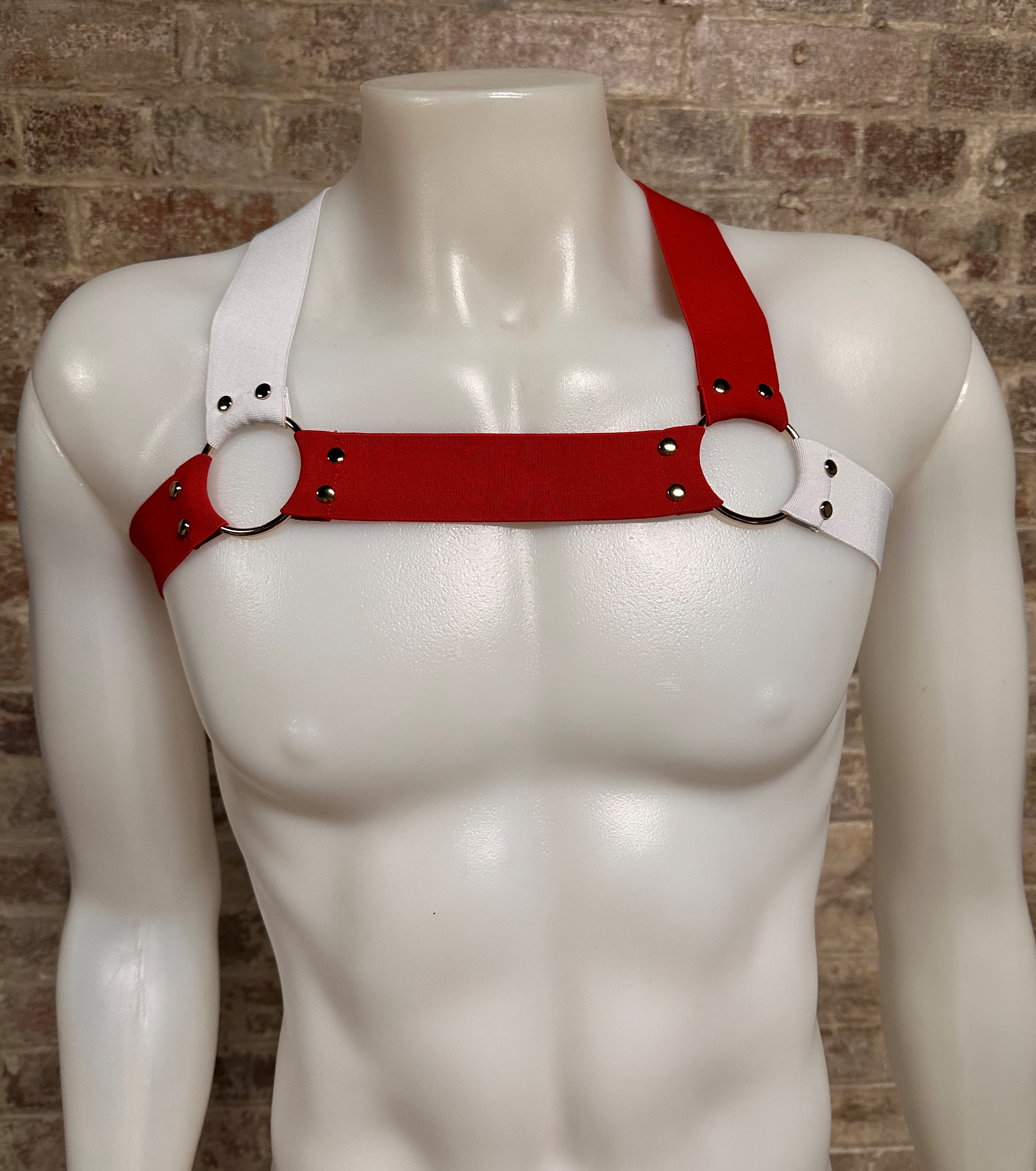 Daly Male Body Harness Red-White