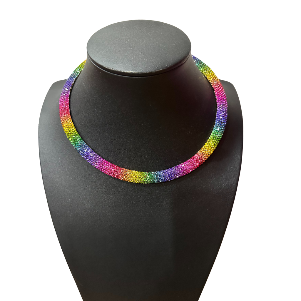 Daly Male Rhinestone Necklace Rainbow