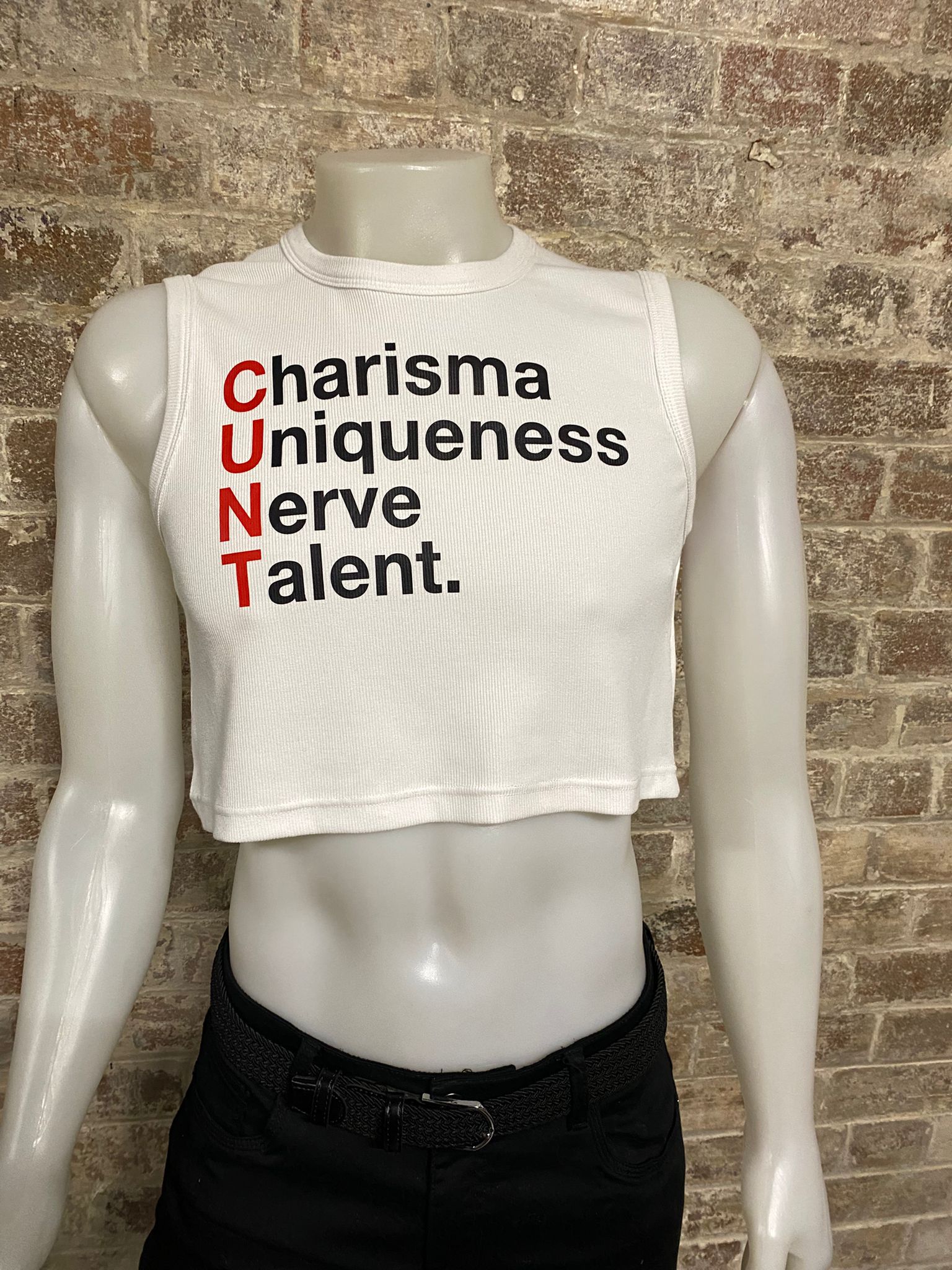 Daly Male Sleeveless Crop Top "CUNT"