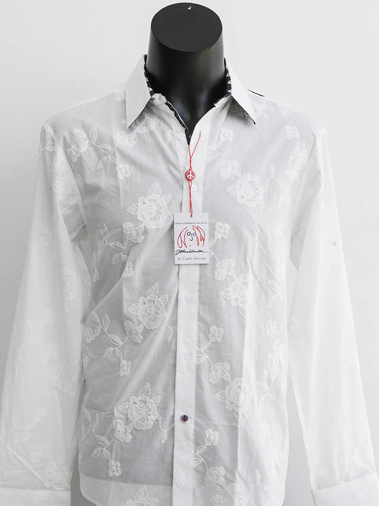 English Laundry John Lennon Long Sleeve Shirt Pemperdon White
